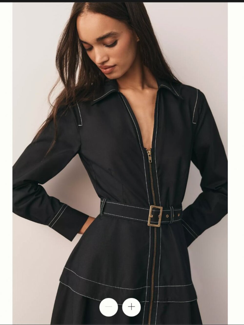 By Anthropologie Belted Front-Zip Midi Dress – Deep Green